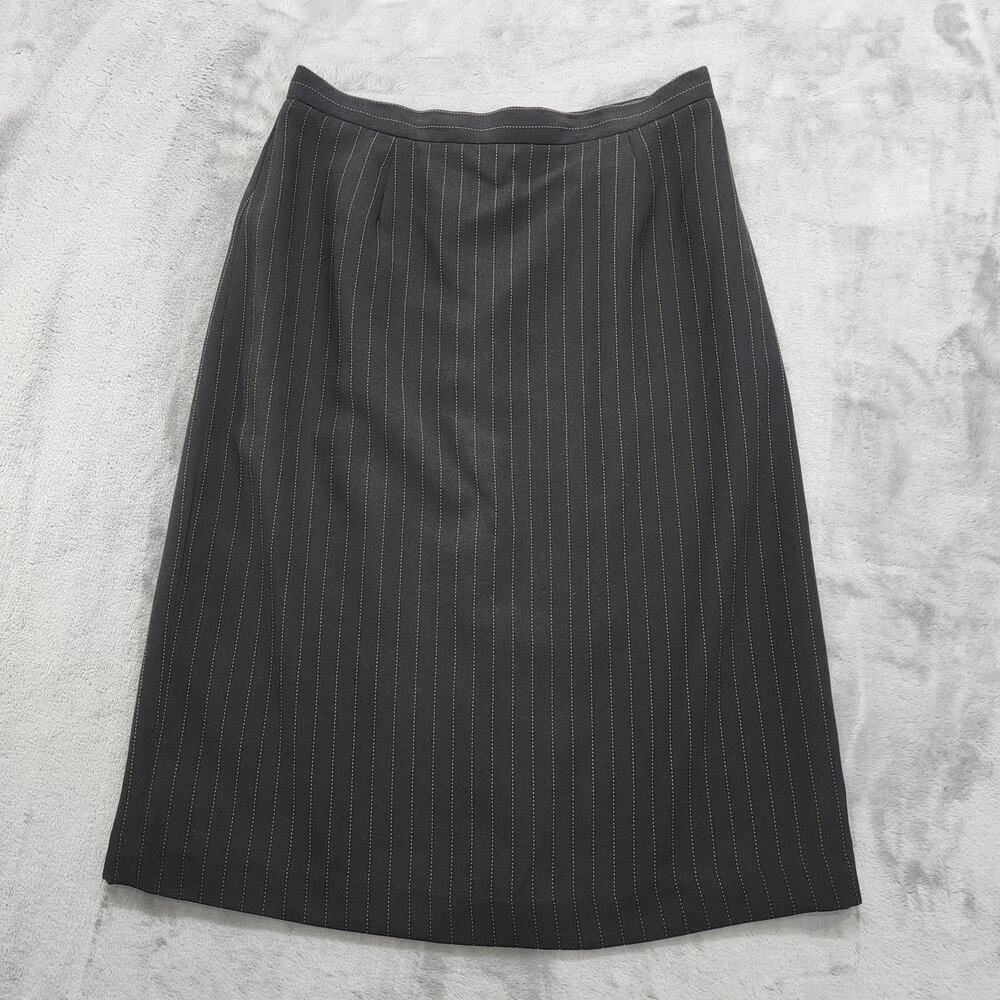 Vintage Sicari Collection‎ Skirt Size 12 Black Pin Stripe Pencil Office Preppy